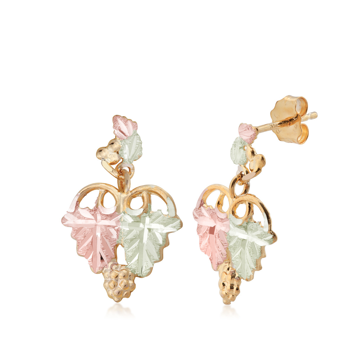 Landstrom's Black Hills Gold Tapered Grapevine Dangle Earrings in 10K Yellow Gold