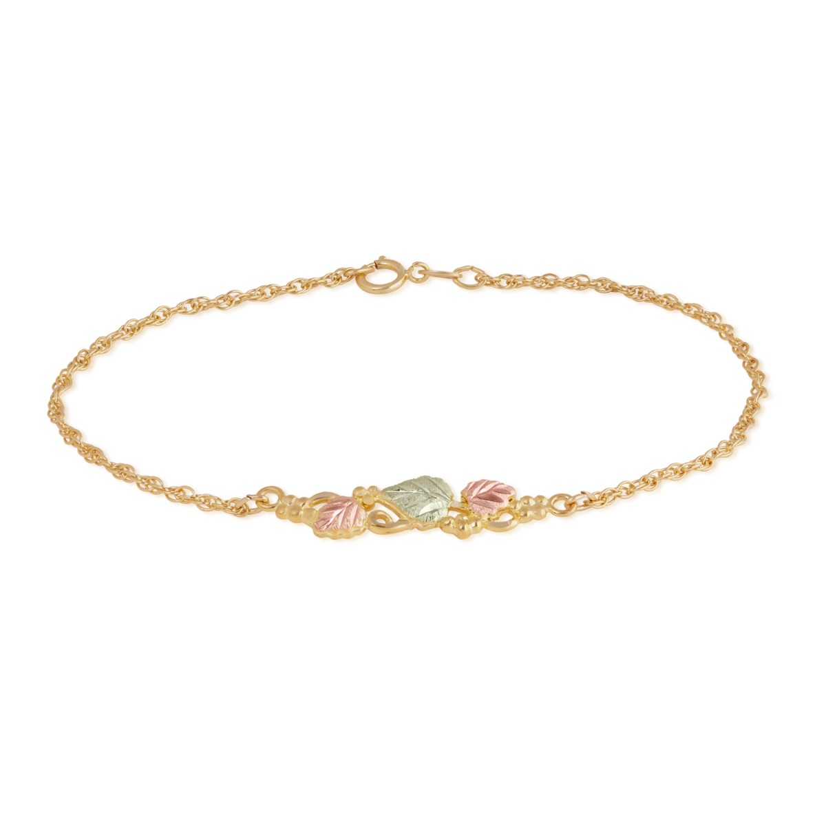 Landstrom's Black Hills Gold Leaf & Grape Bunch 7.5" Bracelet in 10K Yellow Gold