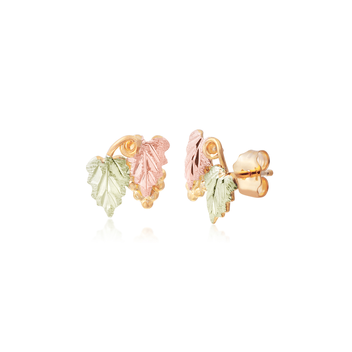 10K yellow gold Black Hills Gold grapevine earrings
