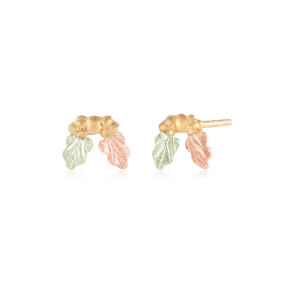 Landstrom's Black Hills Gold Grape Bunch & Hanging Leaf Earrings in 10K Yellow Gold