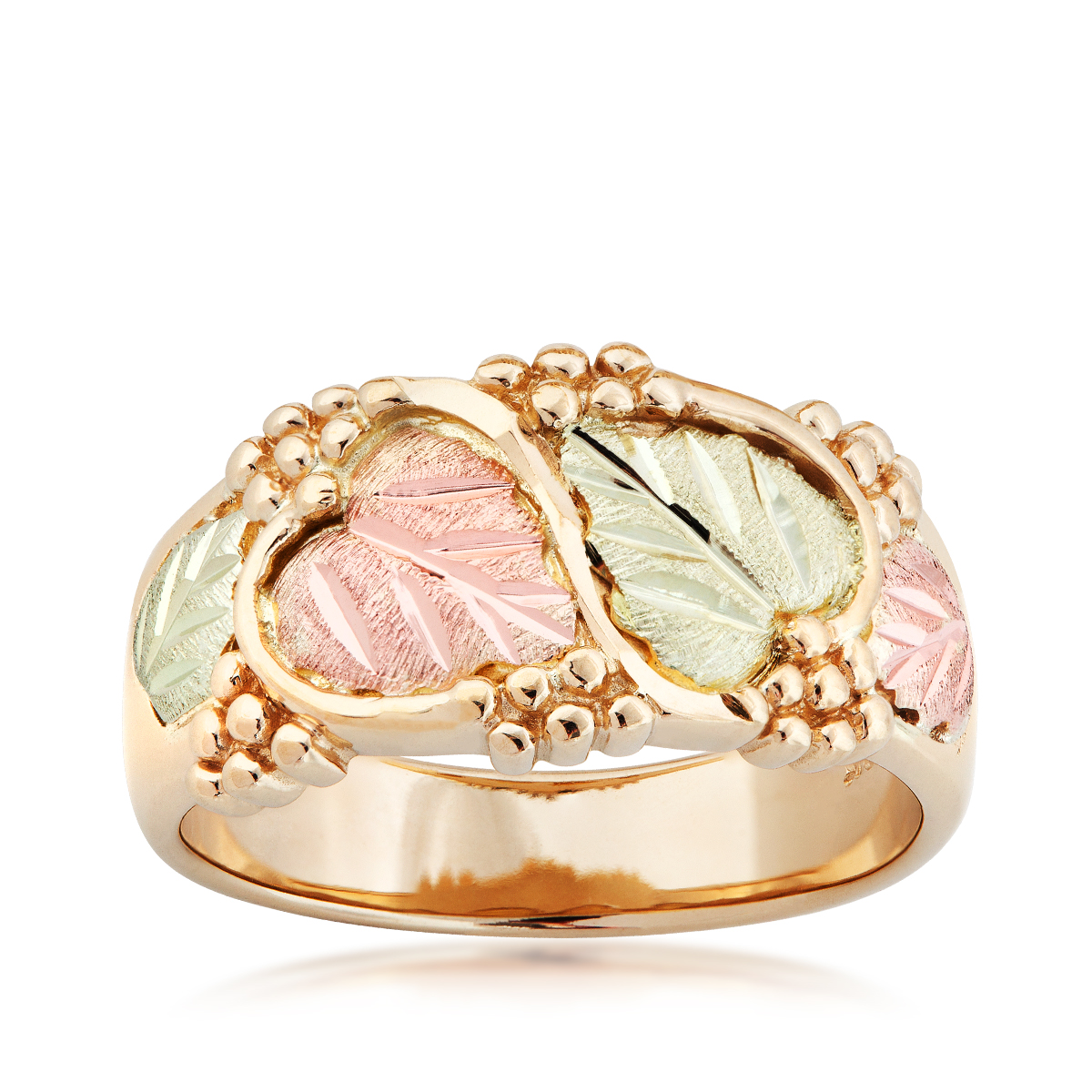 Landstrom's Black Hills Gold Leaf & Grape Cluster Wedding Ring in 10K Yellow Gold