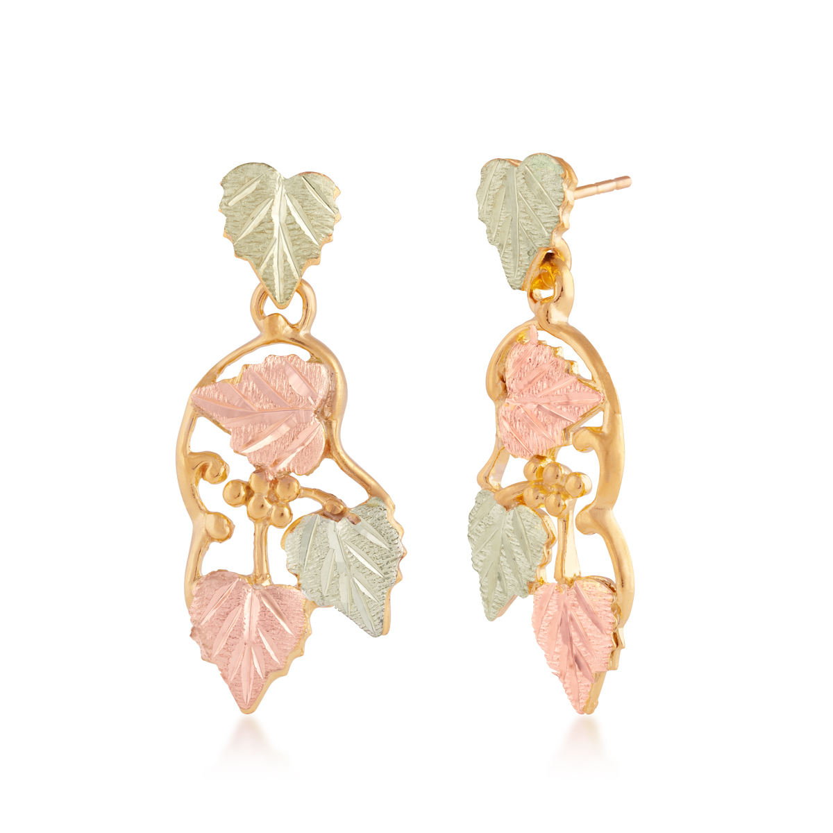 Landstrom's Black Hills Gold Leaf Dangle Earrings in 10K Yellow Gold