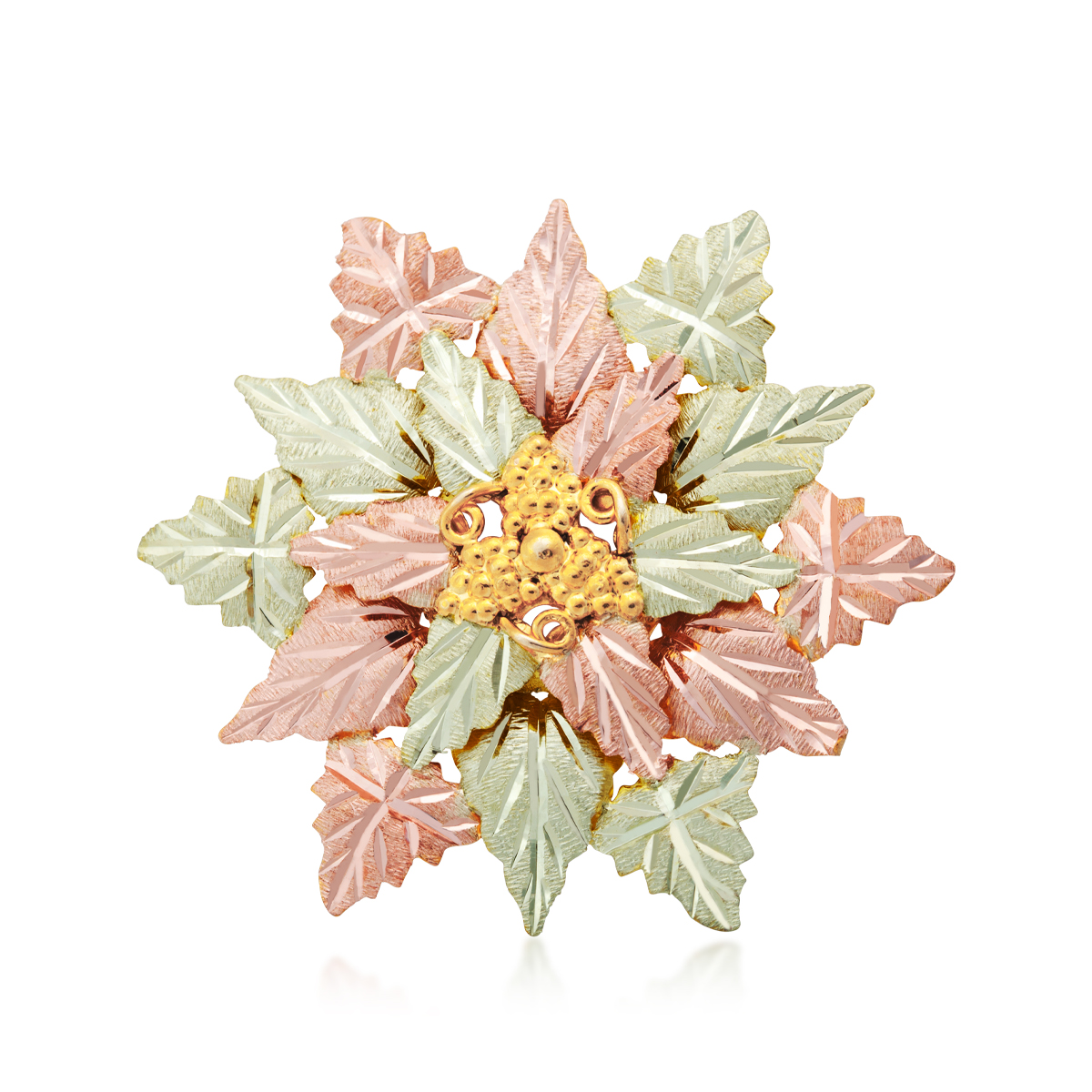 Landstrom's Black Hills Gold Leaf & Grape Cluster Brooch in 10K Yellow Gold