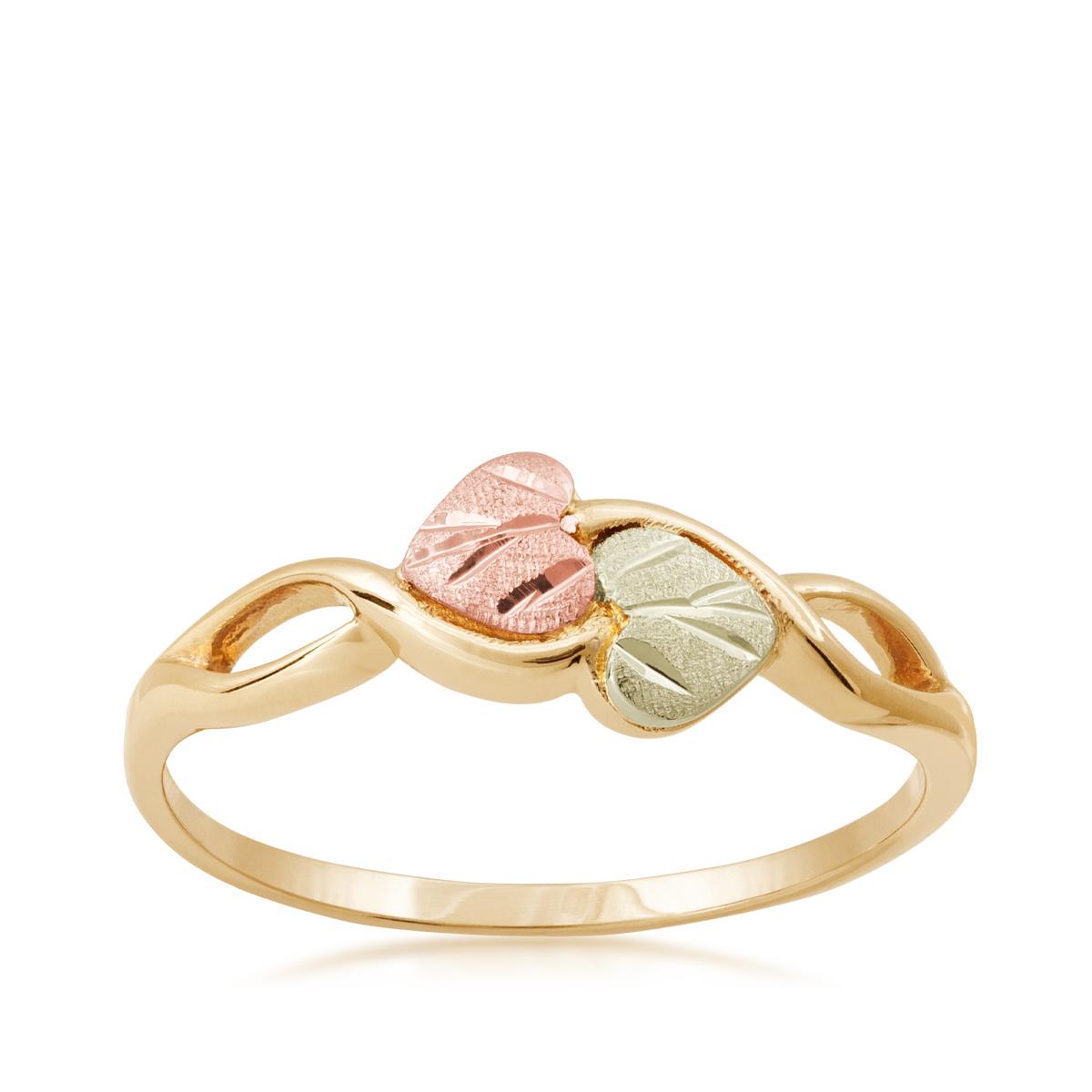 10K yellow gold Black Hills Gold double leaf twist ring