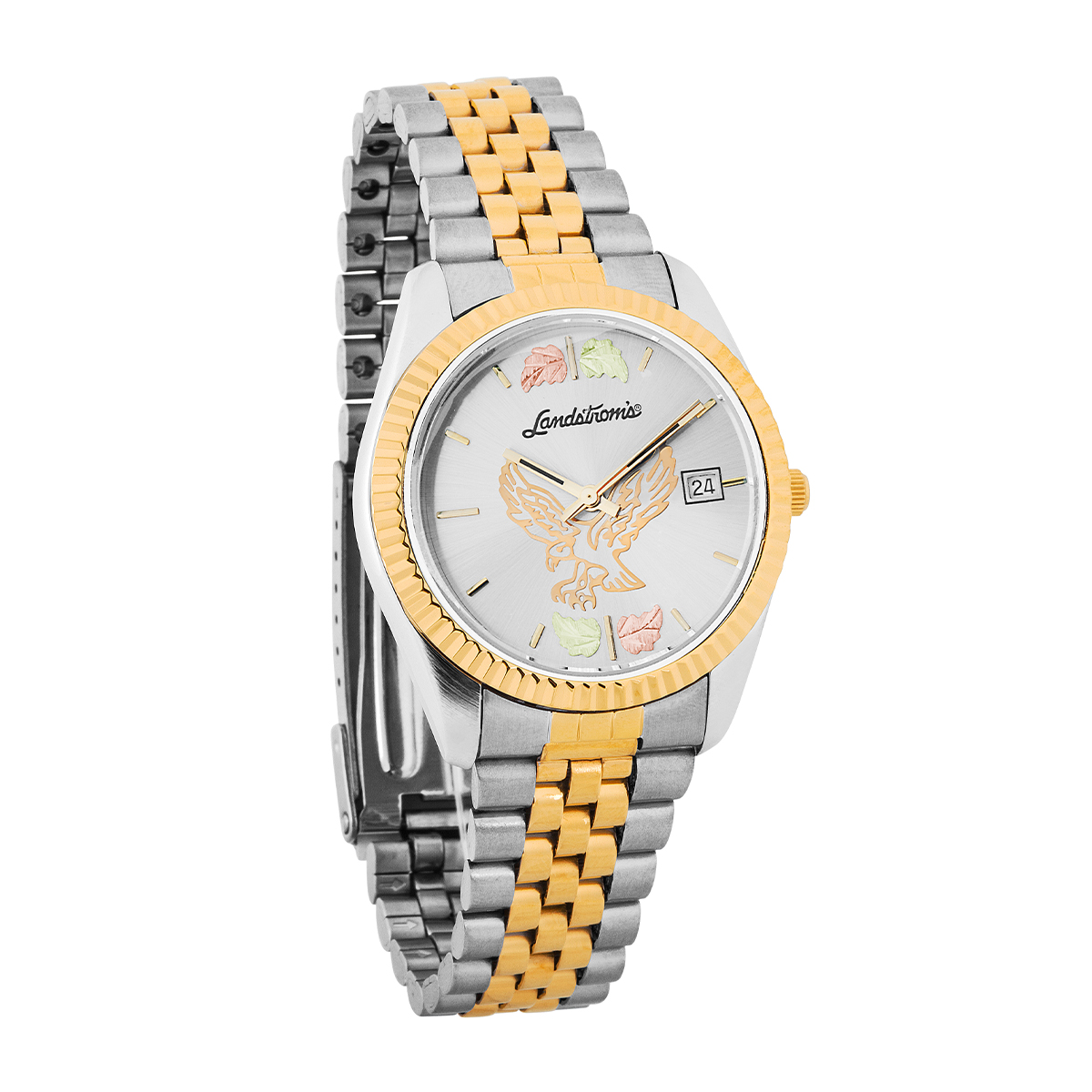 Black Hills Gold men's quartz white and gold tone stainless steel with eagle gray dial