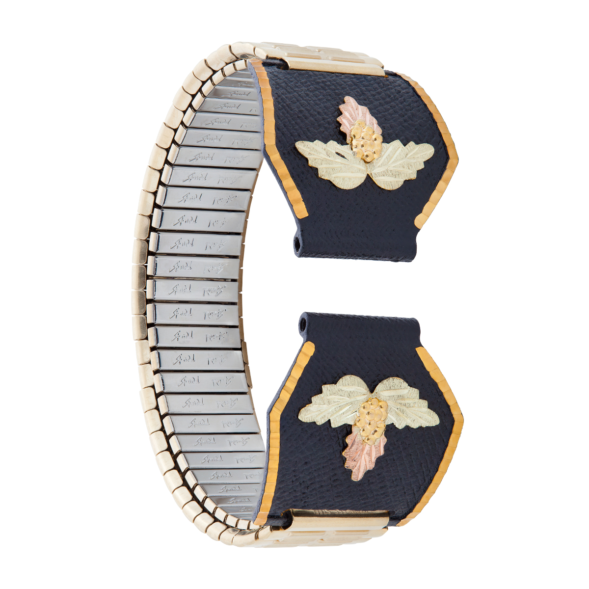 Landstrom's Black Hills Gold Men's Leaf & Grape Cluster Black Powder Coated Expansion Watch Band