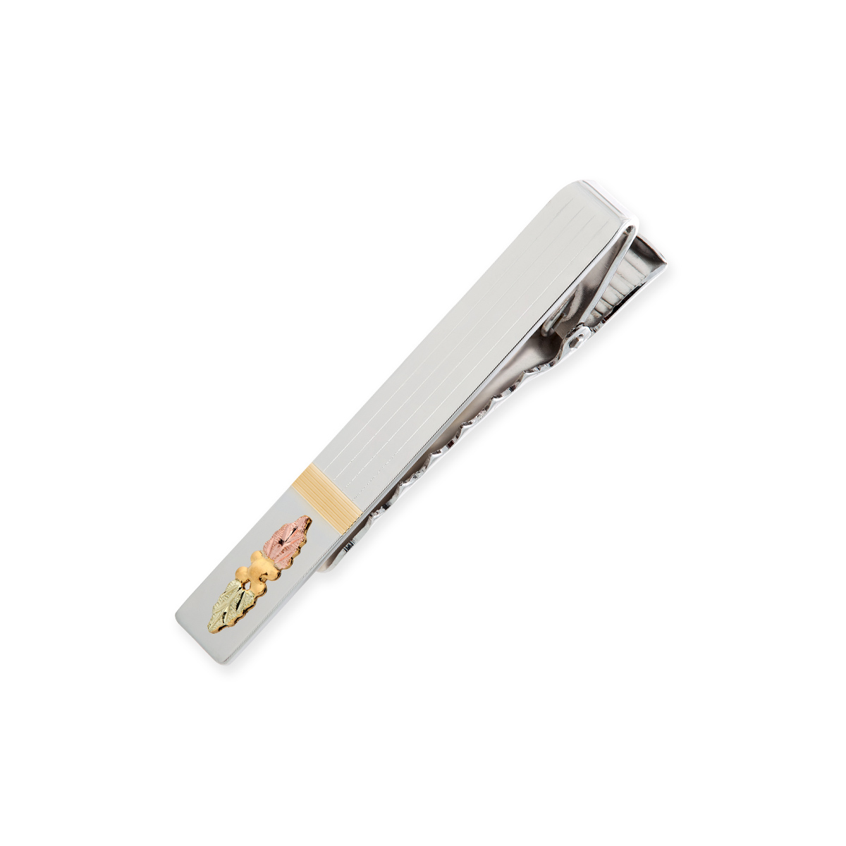 Black Hills Gold double leaf and grape lined tie clip