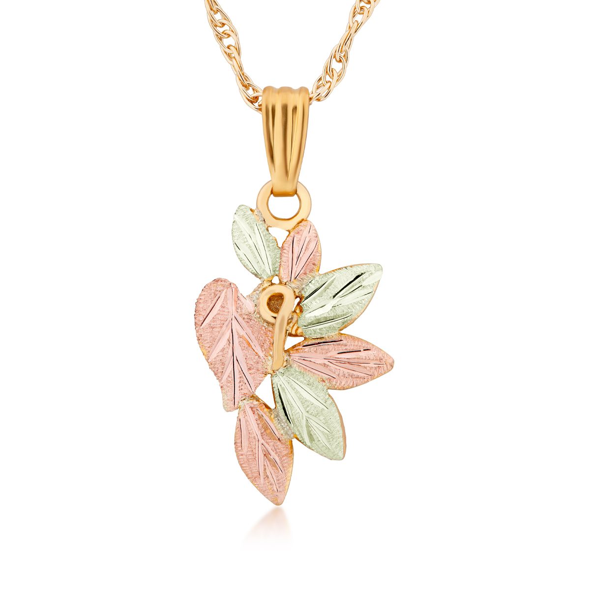 Landstrom's Black Hills Gold Leaf Half Halo Pendant in 10K Yellow Gold