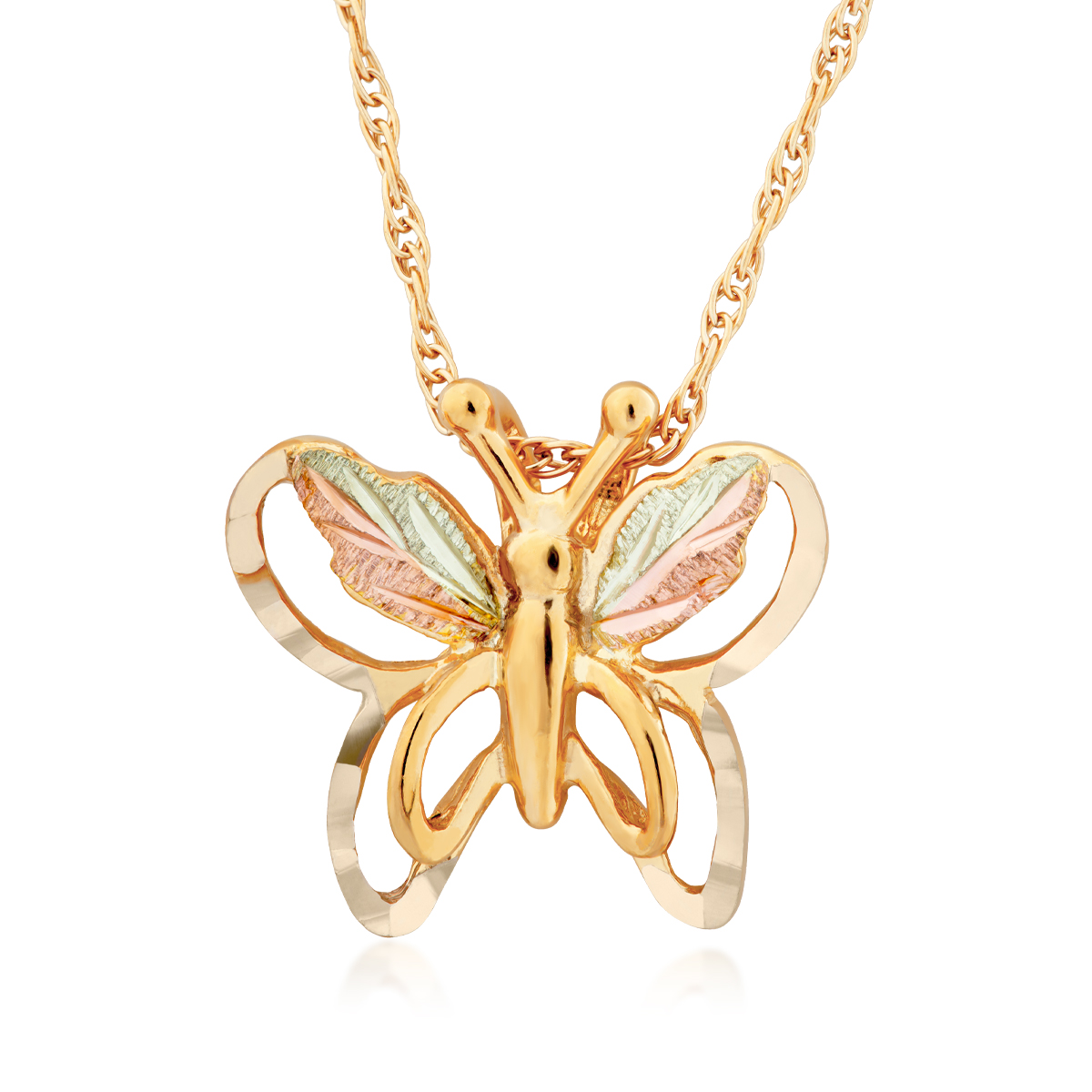 Landstrom's Black Hills Gold Leaf Butterfly Pendant in 10K Yellow Gold