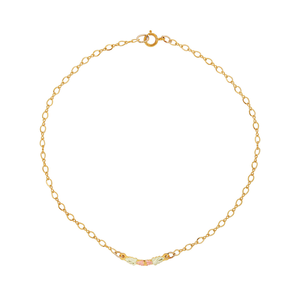 Black Hills Gold 8.5" Leaf Ankle Bracelet in 10K Yellow Gold
