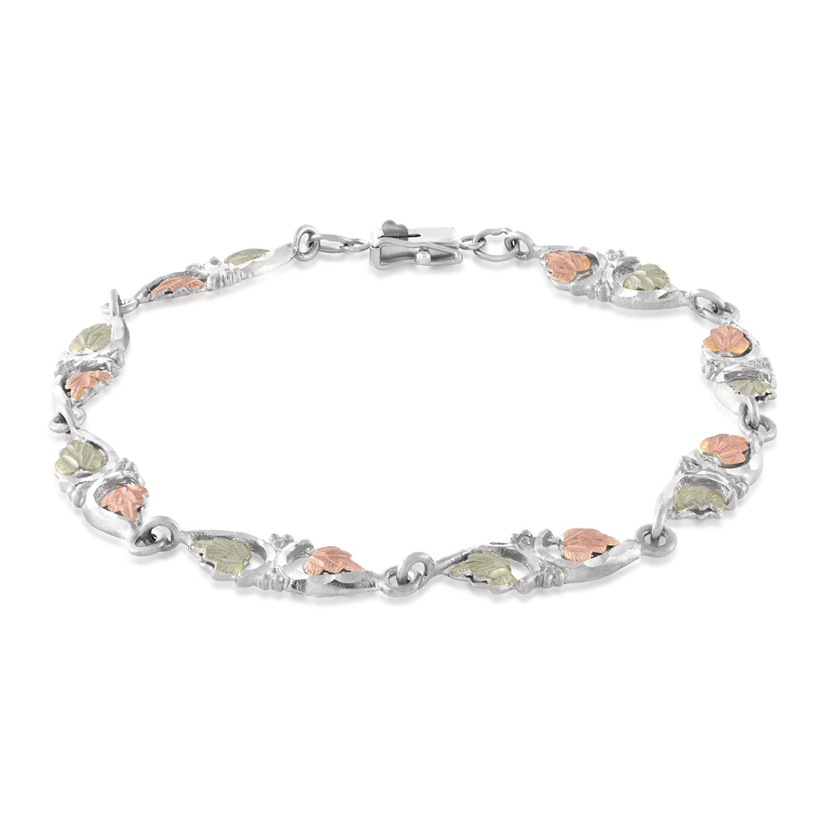 Black Hills Gold 8" Leaf Link Bracelet in Sterling Silver