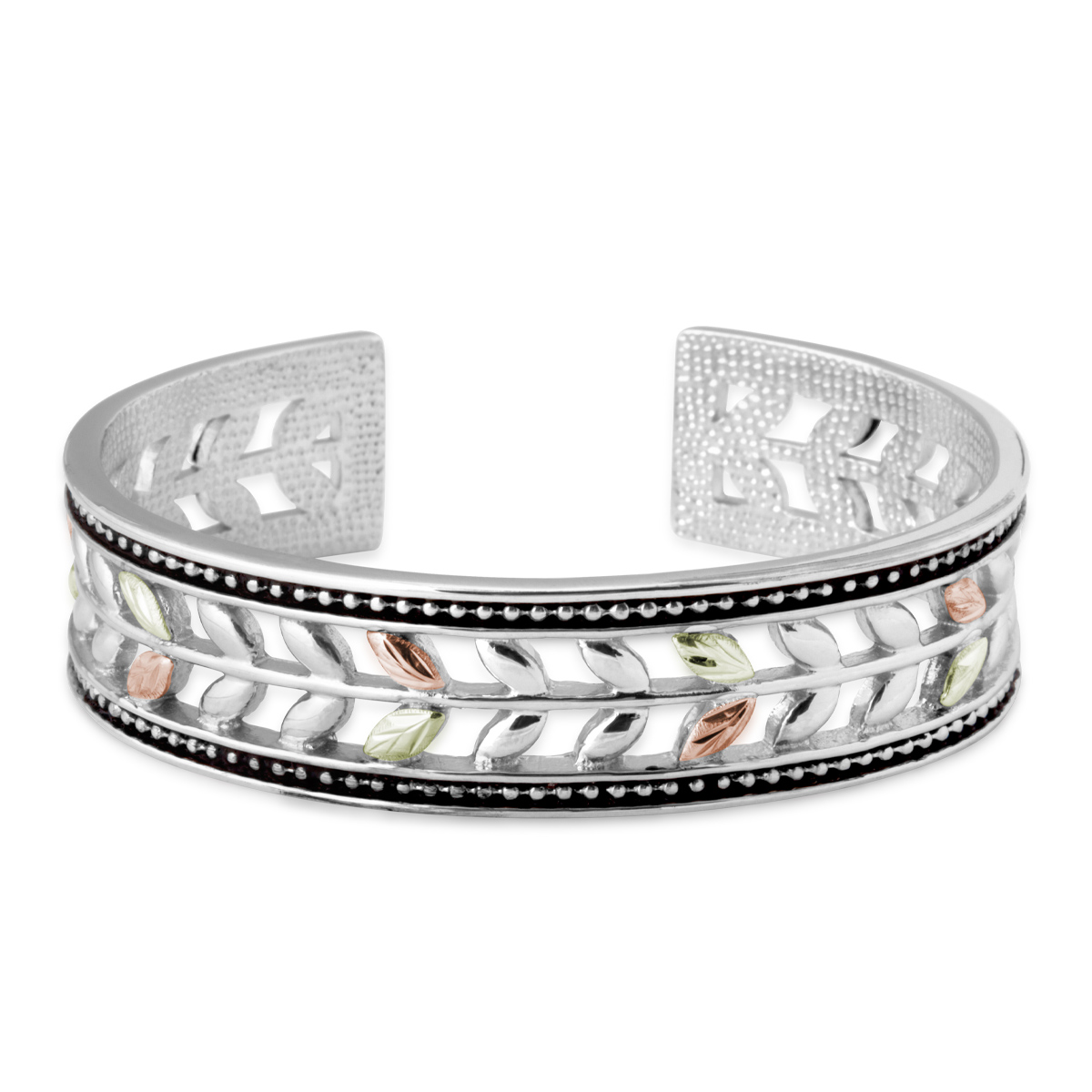 Landstrom's Black Hills Gold Antiqued Open Cuff Bracelet in Sterling Silver