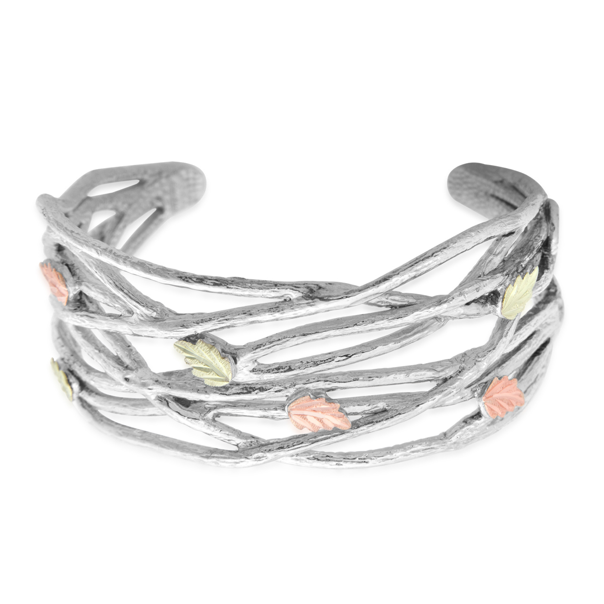 Landstrom's Black Hills Gold Intertwining Vine Cuff Bracelet in Sterling Silver