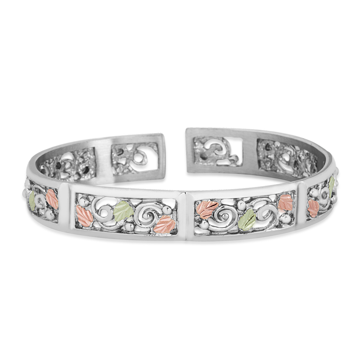 Landstrom's Black Hills Gold Curled Vine Cuff Bracelet in Sterling Silver