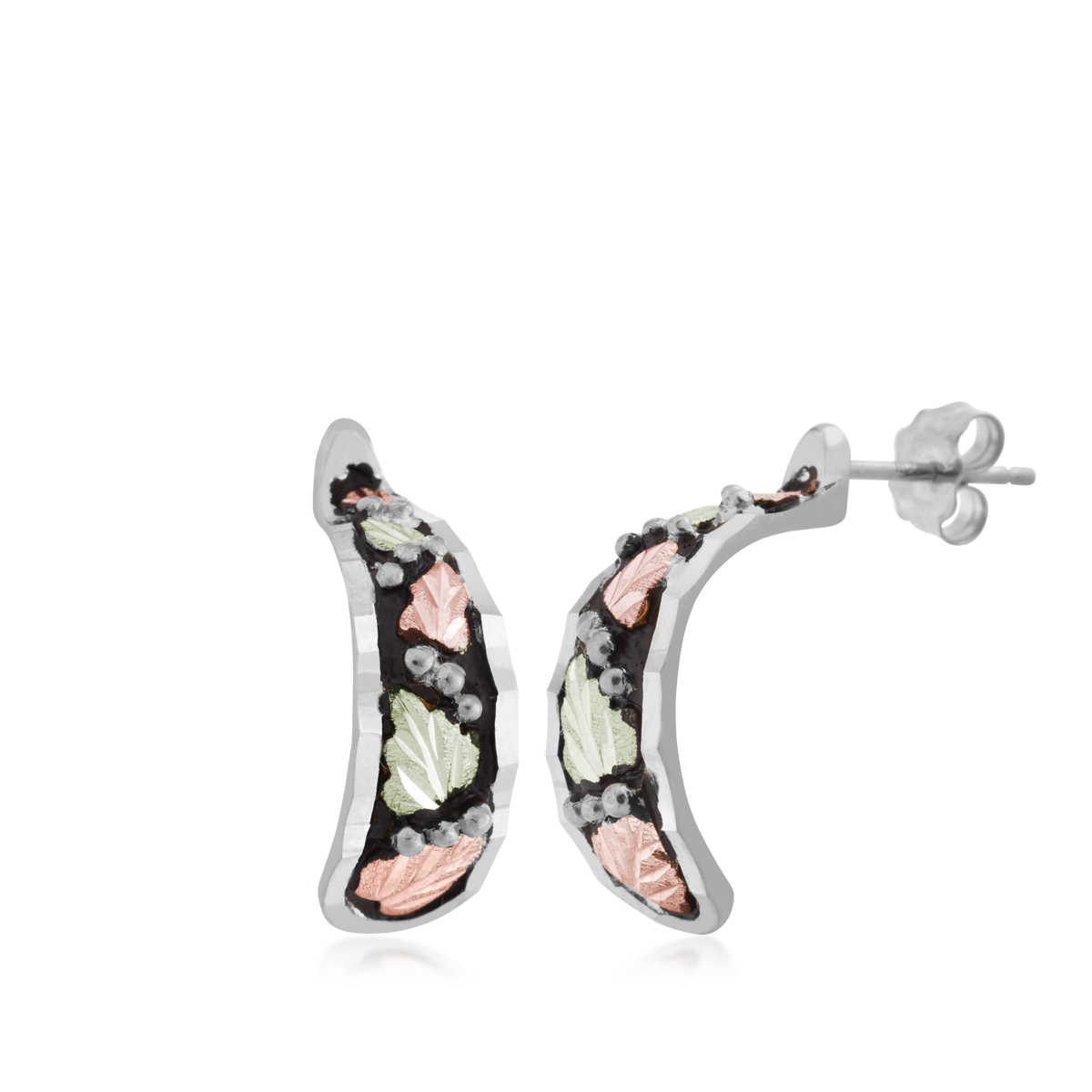 Black Hills Gold Antiqued Diamond Cut Teardrop Earrings in Sterling Silver