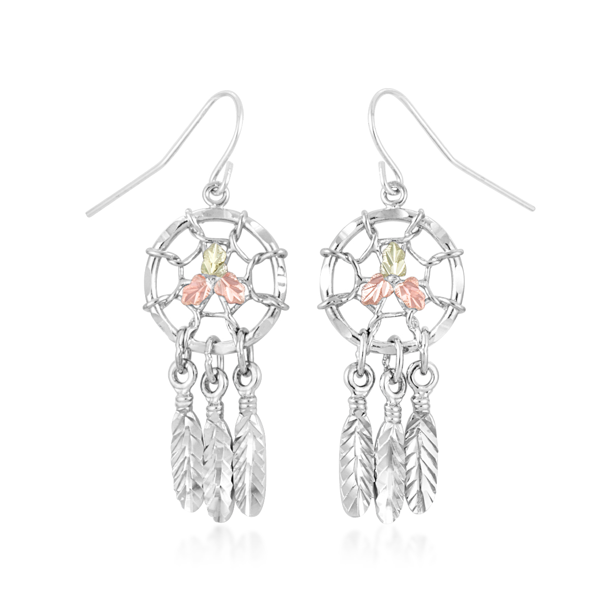 Landstrom's Black Hills Gold Dreamcatcher Dangle Earrings in Sterling Silver