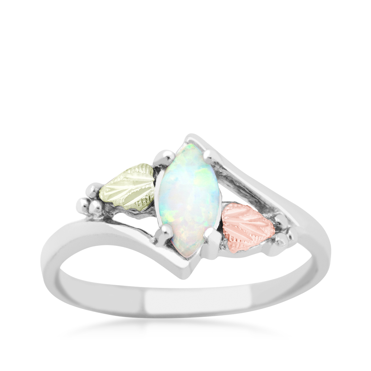 Landstrom's Black Hills Gold Created Marquise White Opal Ring in Sterling Silver