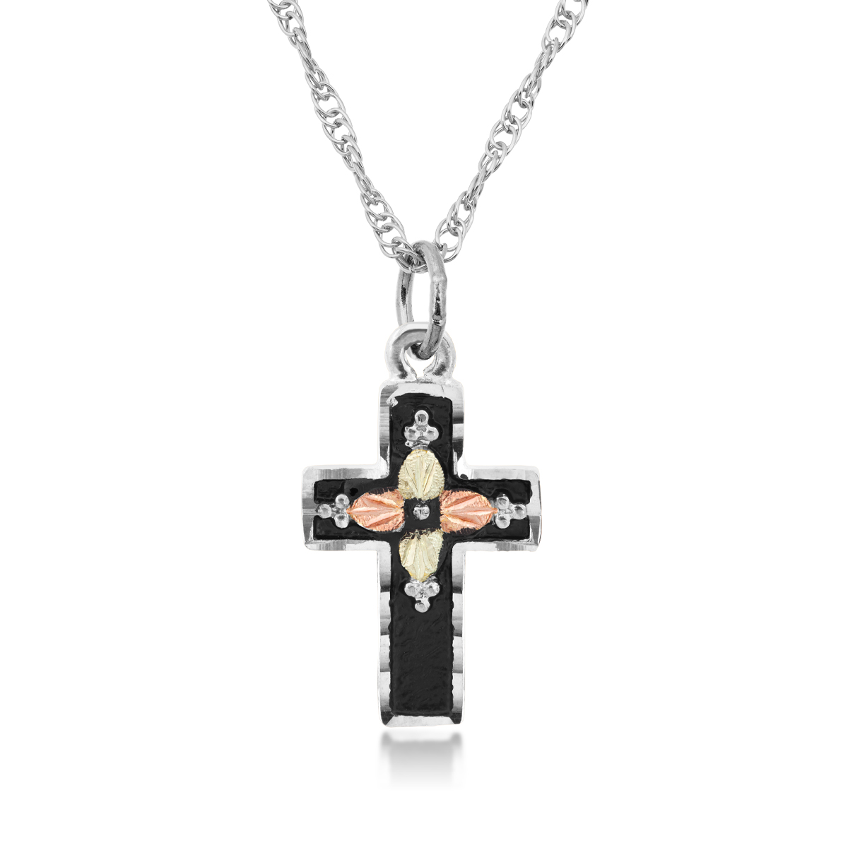 Black Hills Gold sterling silver antiqued cross pendant