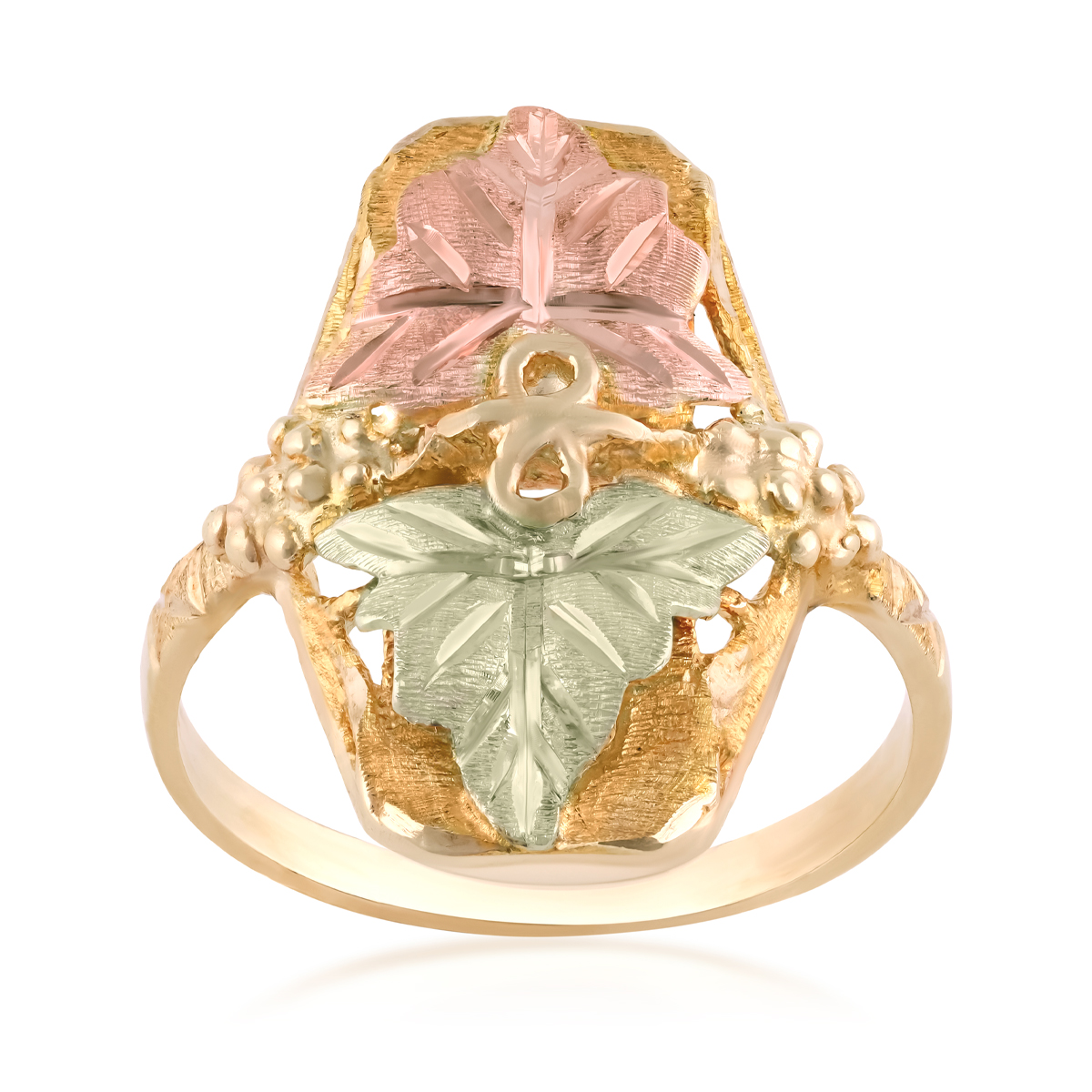 Landstrom's Black Hills Gold Double Leaf Infinity Center Ring in 10K Yellow Gold