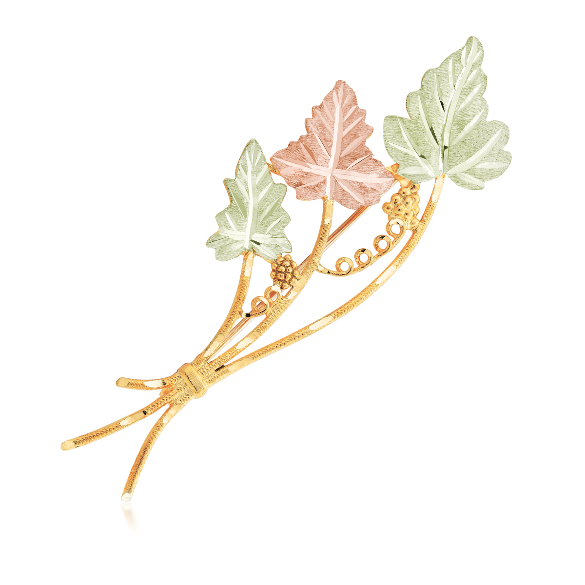 Landstrom's Black Hills Gold Triple Leaf Brooch in 10K Yellow Gold