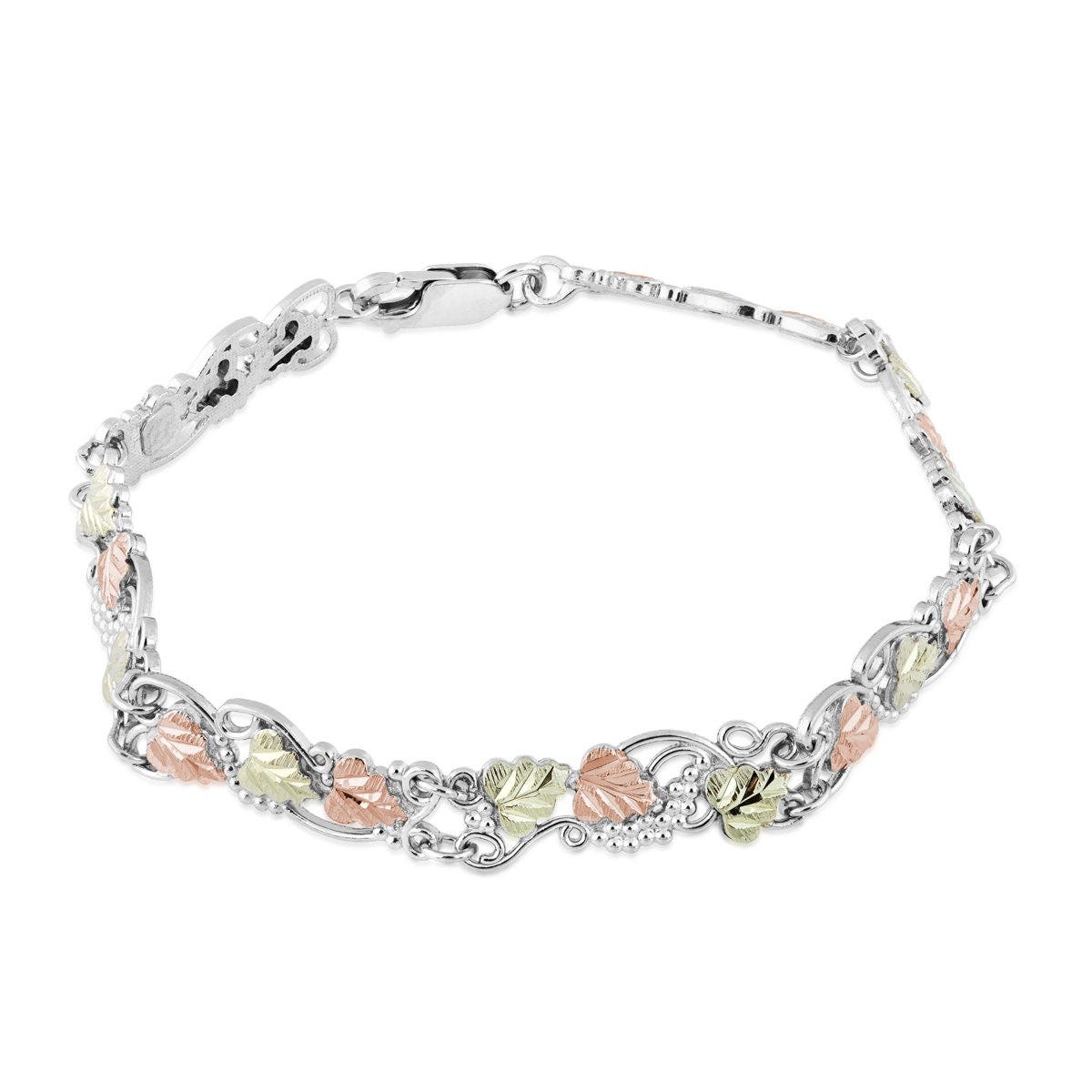 sterling silver Black Hills Gold 7" double link bracelet