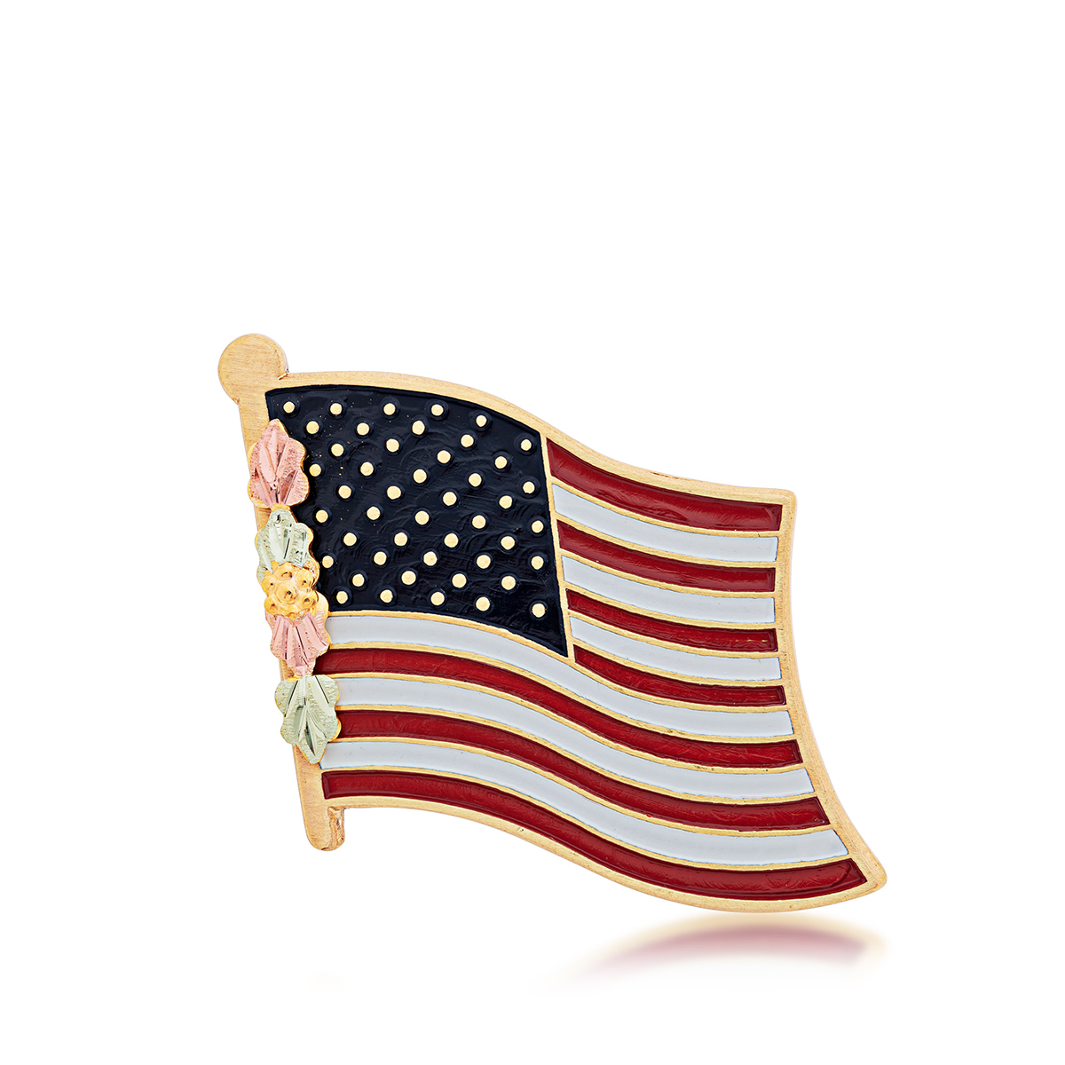 Landstrom's Black Hills Gold American Flag Lapel Pin in 10K Yellow Gold