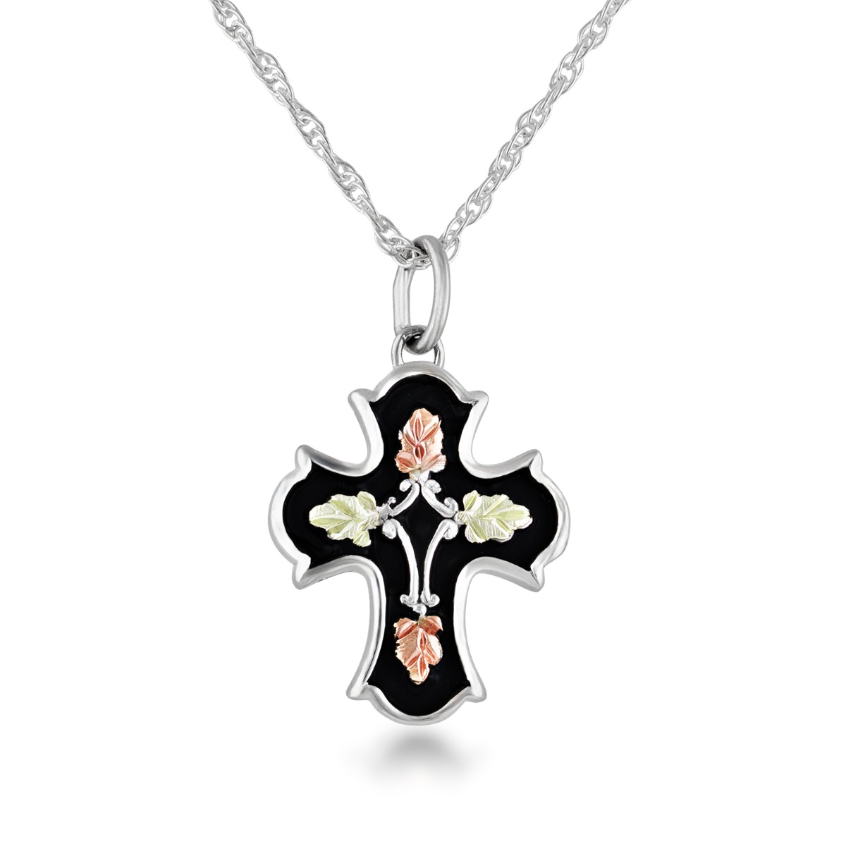 sterling silver Black Hills Gold antiqued cross pendant