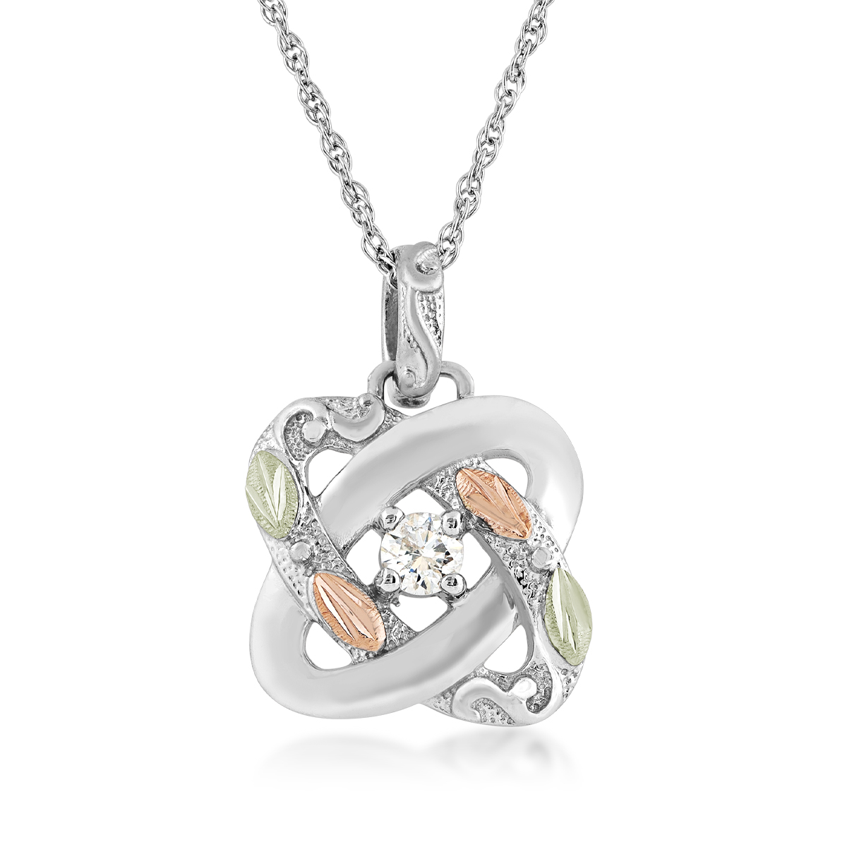 Landstrom's Black Hills Gold 1/6 ct. tw. Round Diamond Love Knot Pendant in Sterling Silver
