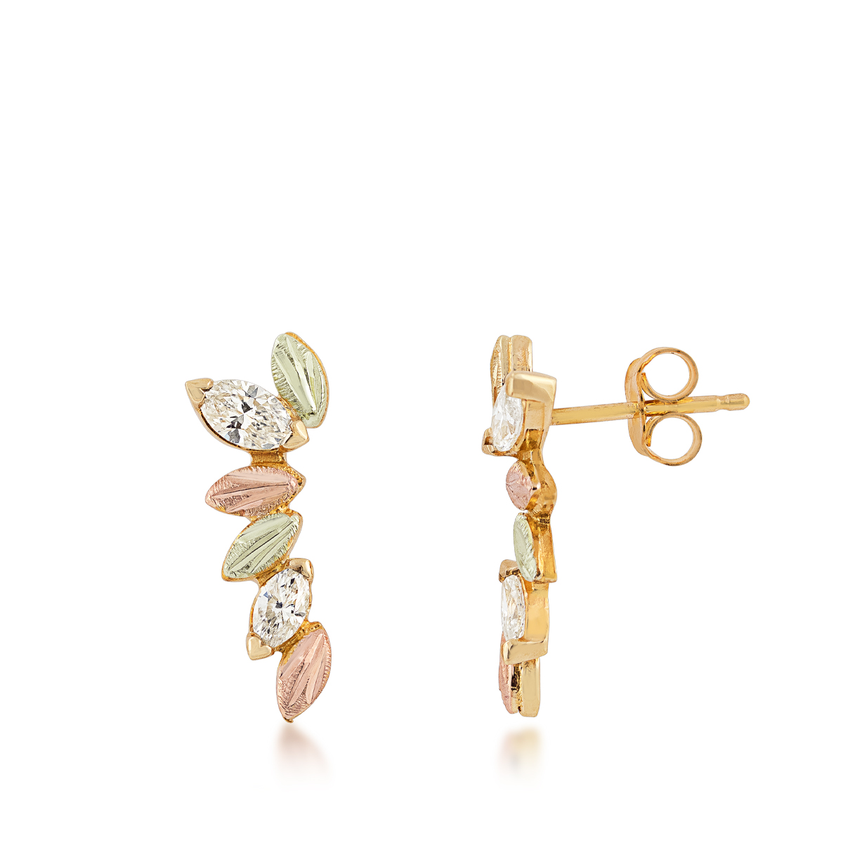 10K yellow gold Black Hills Gold 1/2 ct. tw. marquise diamond drop earrings