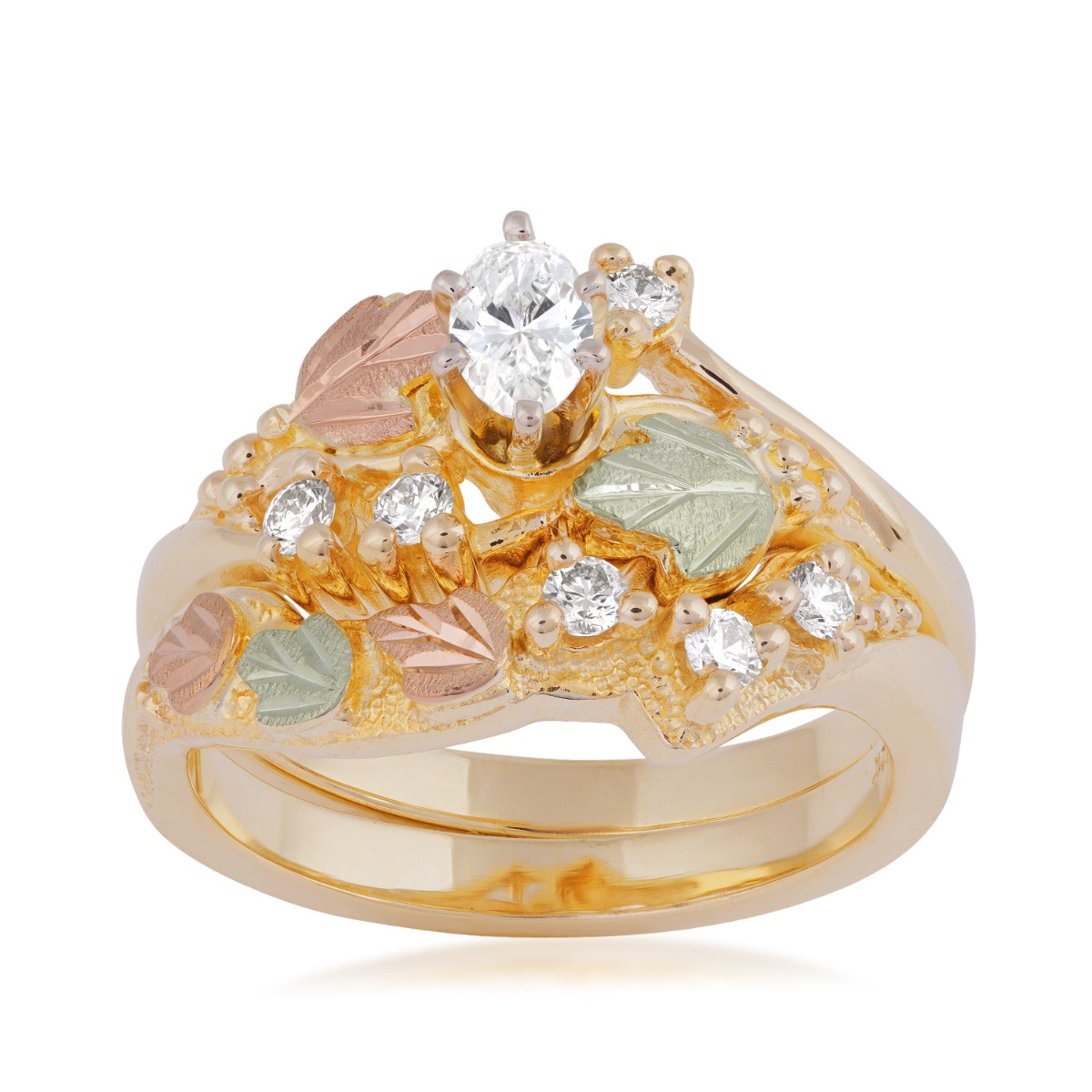 Landstrom's Black Hills Gold 1/4 ct. tw. Oval Diamond Wedding Set in 10K Yellow Gold