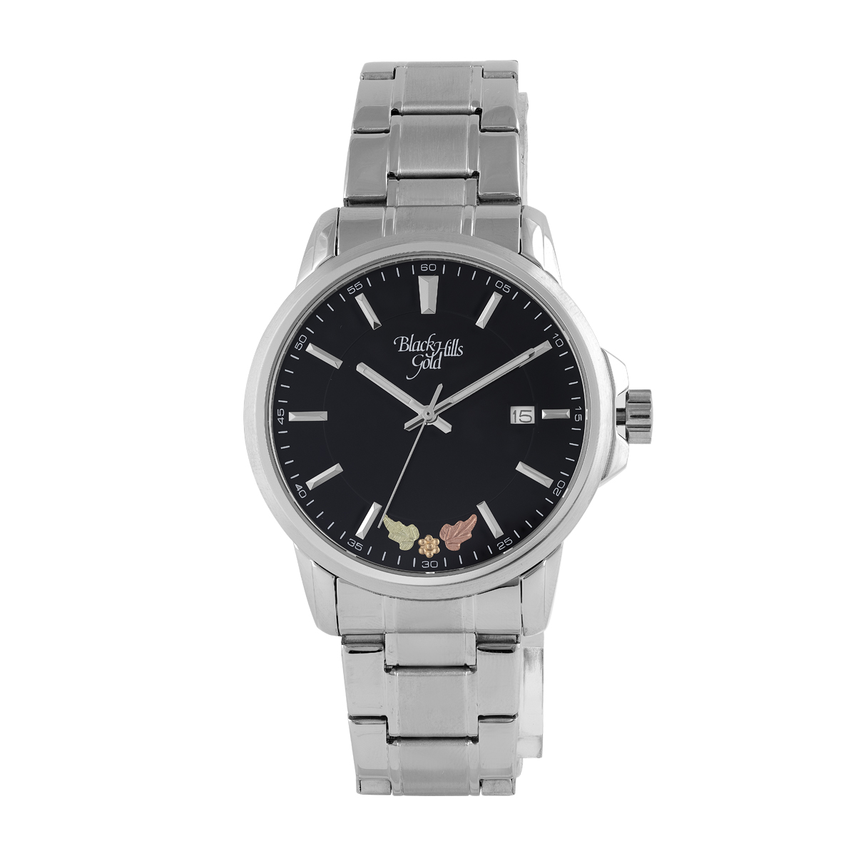 Mt. Rushmore Black Hills Gold Men's Quartz Stainless Steel Watch with Black Dial