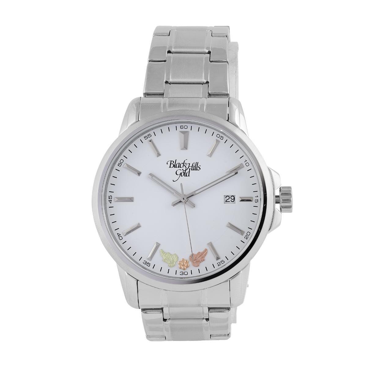 Mt. Rushmore Black Hills Gold Men's Quartz Stainless Steel Watch with White Dial