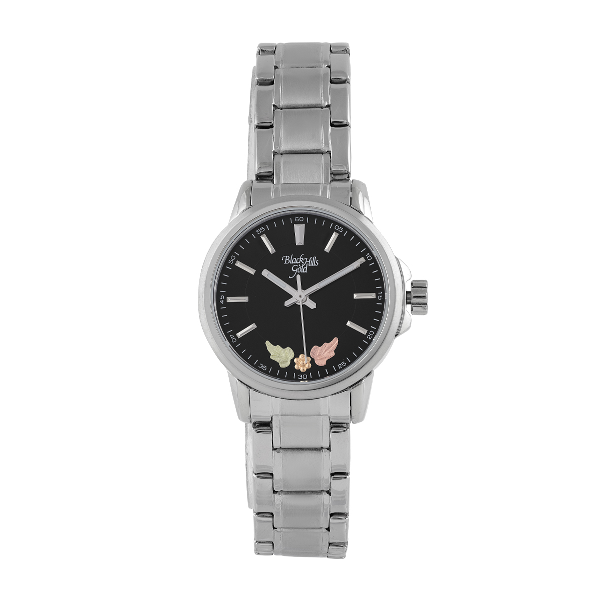 Mt. Rushmore Black Hills Gold Ladies' Quartz Stainless Steel Watch with Black Dial