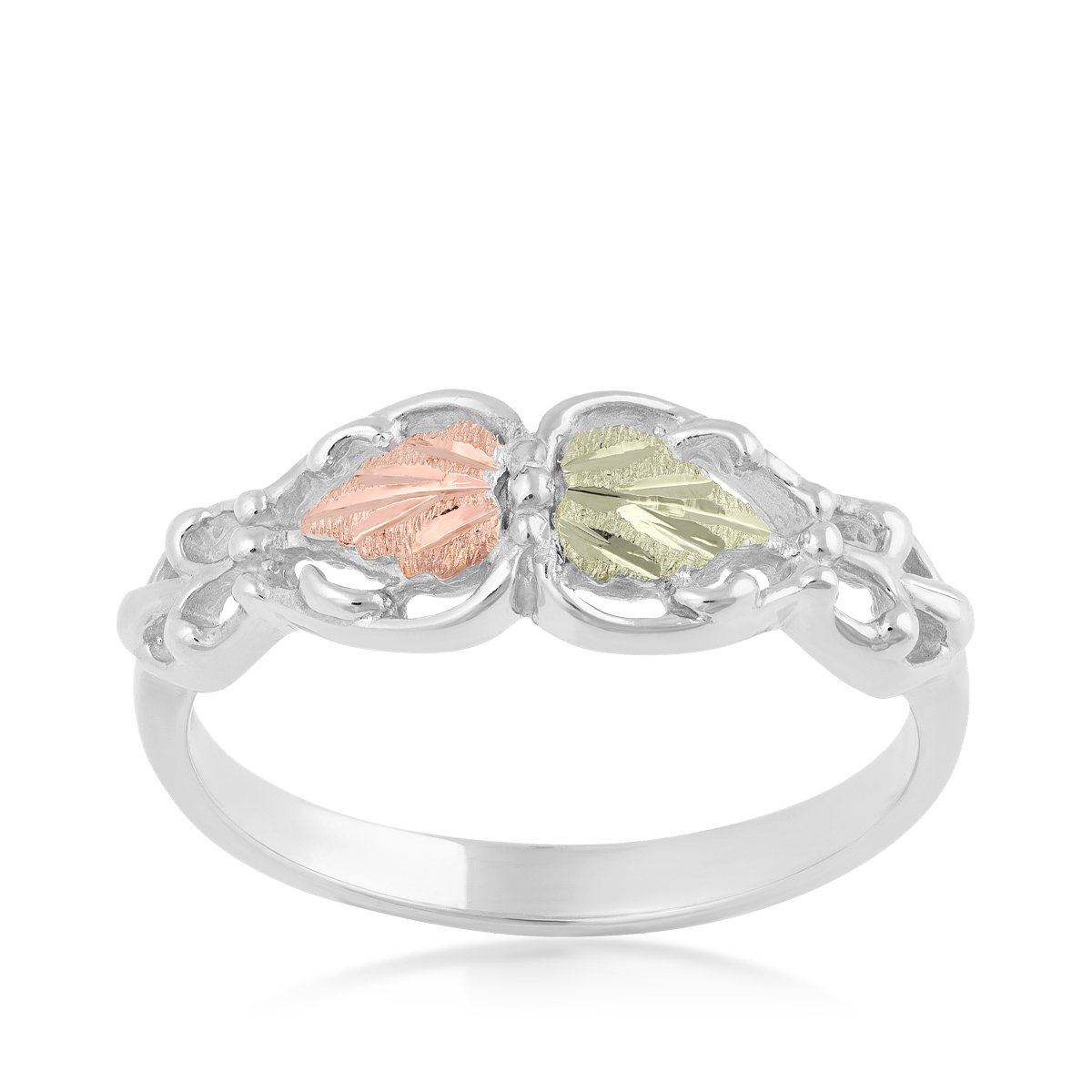 Landstrom's Black Hills Gold Leaf & Vine Ring in Sterling Silver