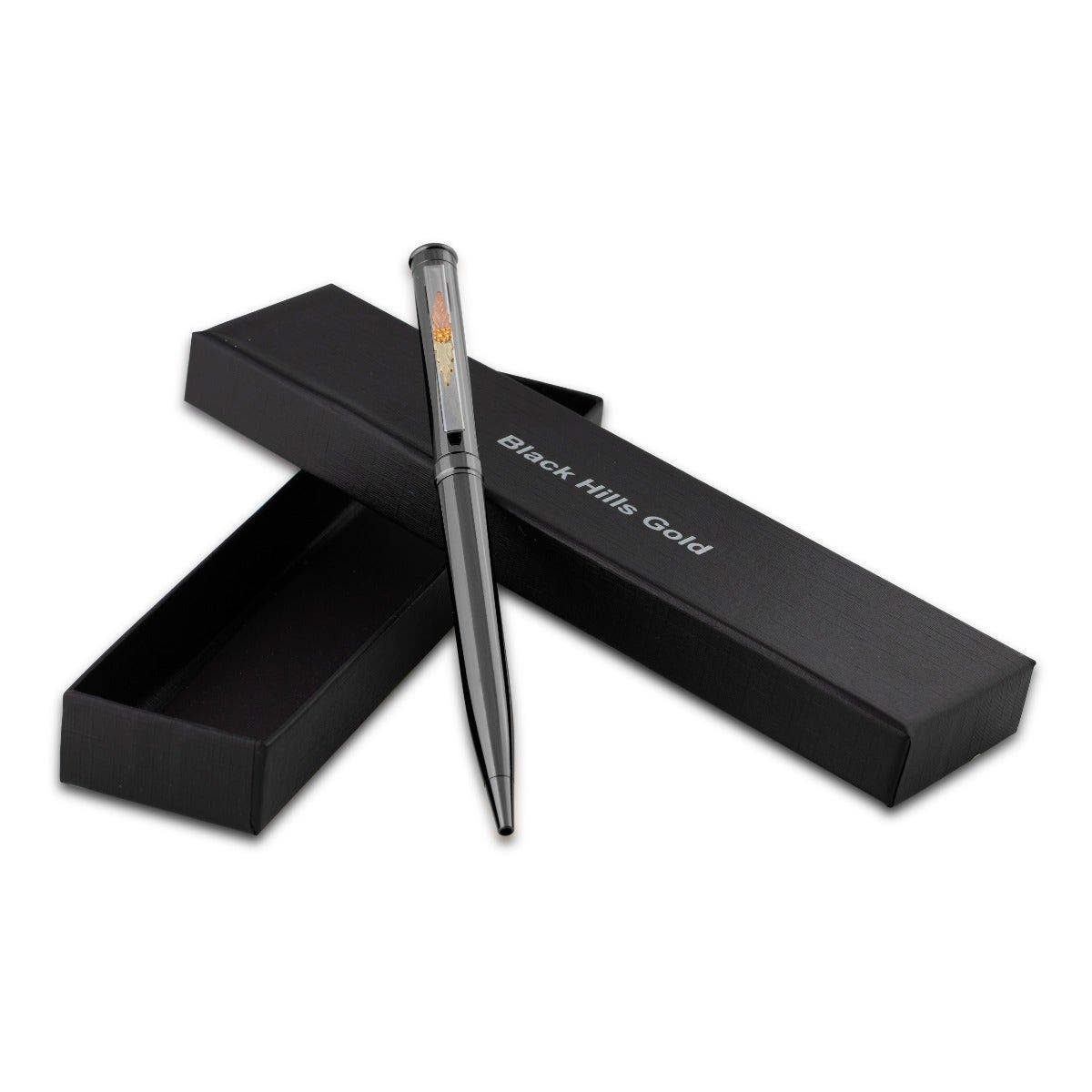 Mt. Rushmore Black Hills Gold Black Pen with Ink Refill & Box