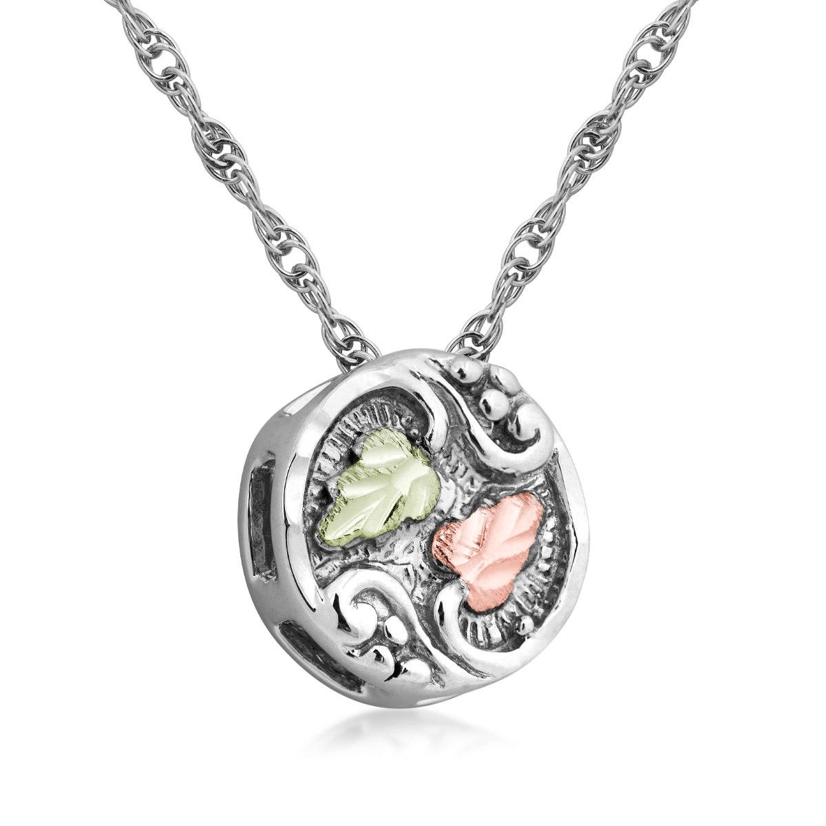 sterling silver Black Hills gold filigree circle pendant
