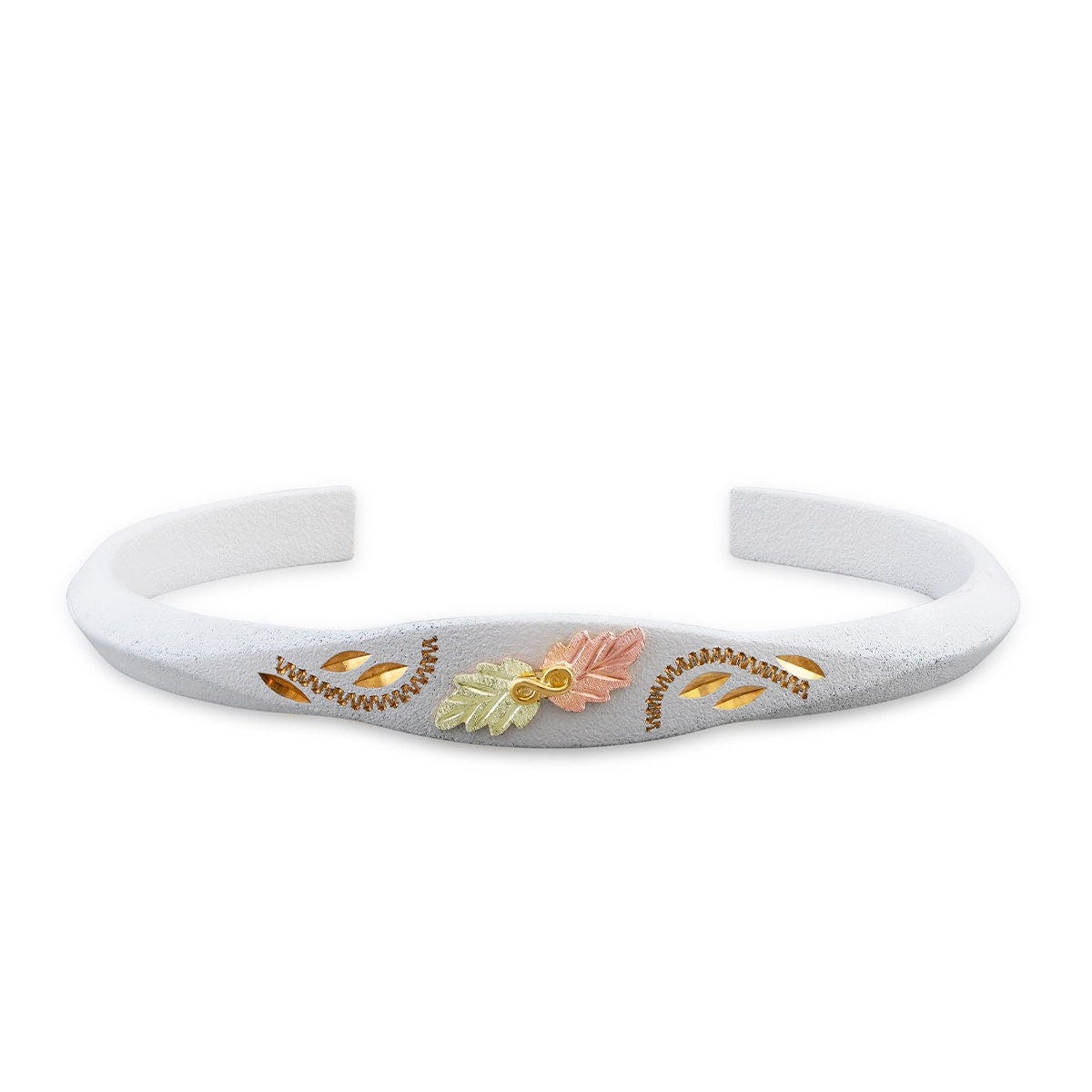 Black Hills Gold 7" knife edge white powder coated cuff bracelet