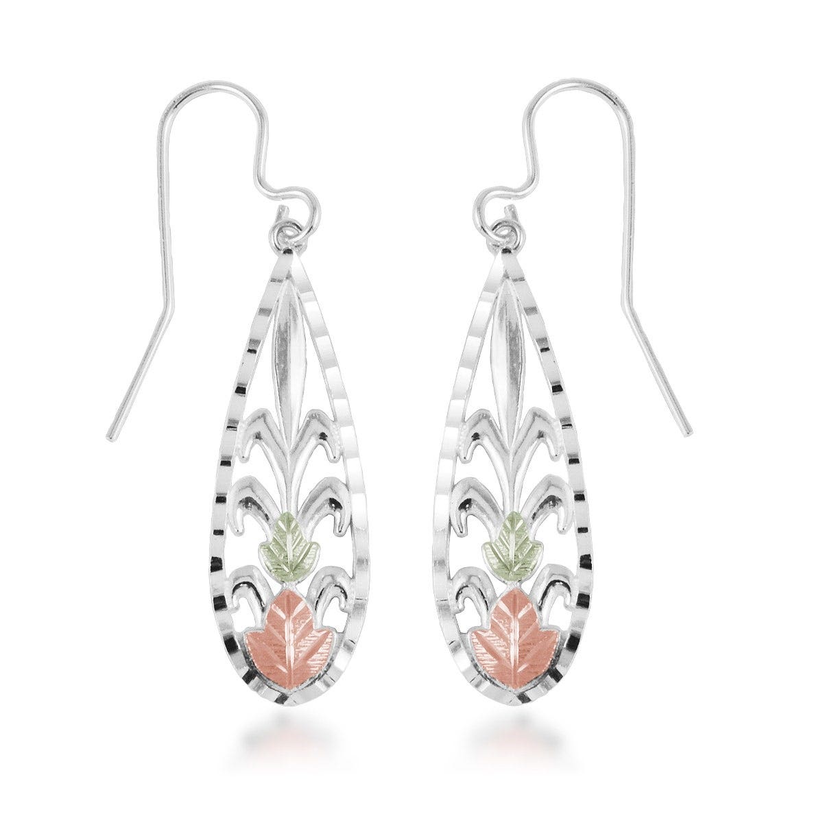 Sterling silver Black Hills Gold tiered teardrop earrings