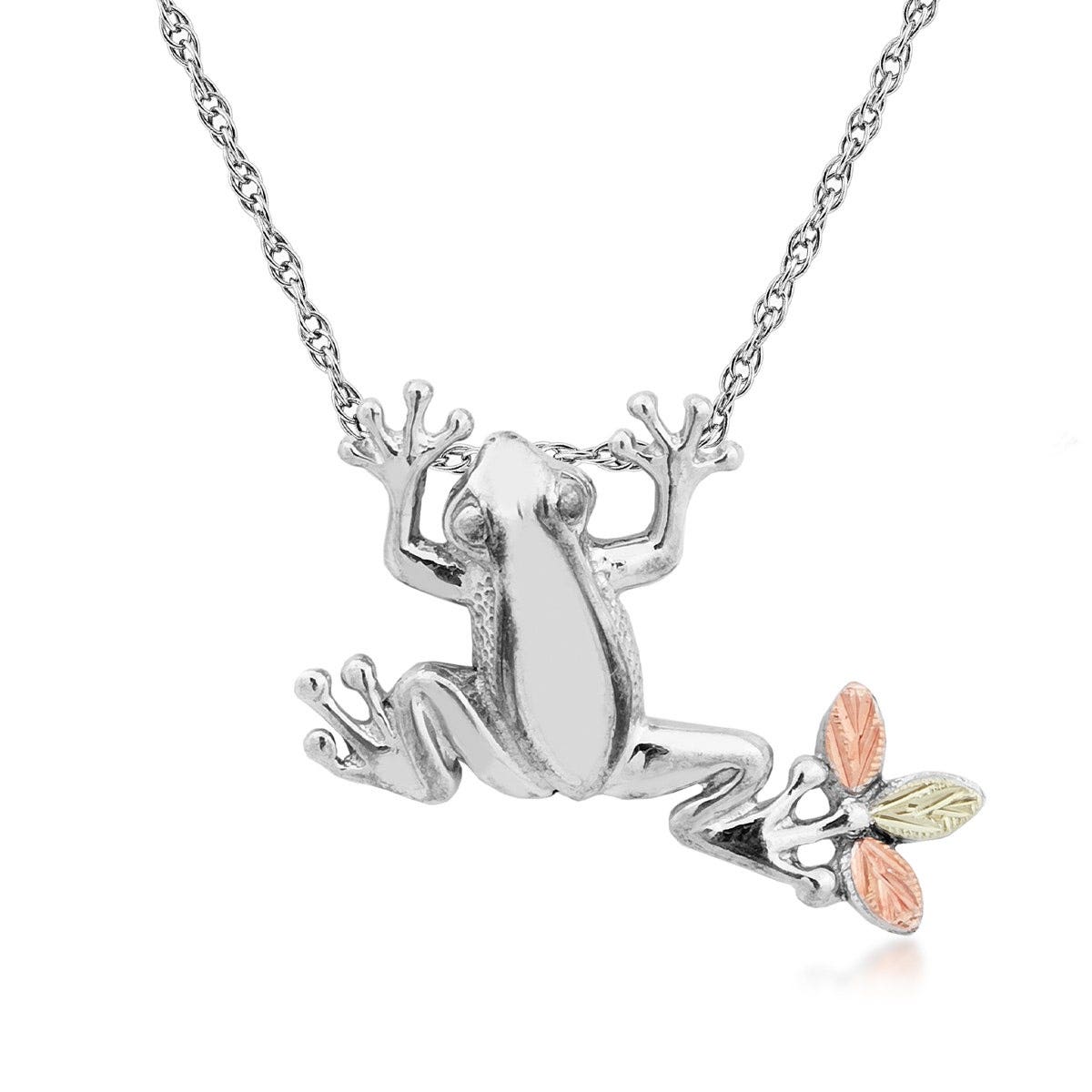 Sterling silver Black Hills Gold frog slide pendant