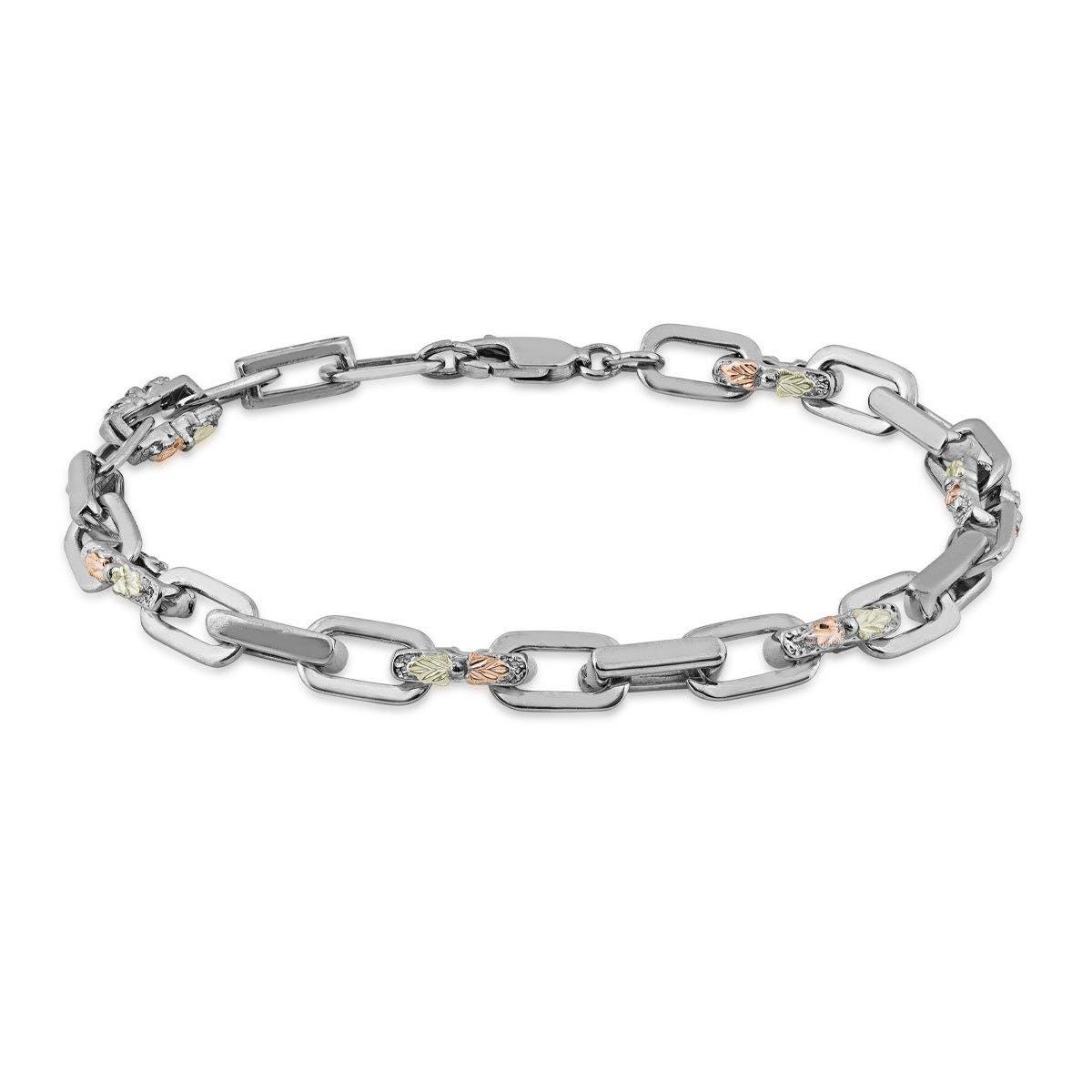 Mt. Rushmore Black Hills Gold 5.5mm 7.5" Link Bracelet in Sterling Silver