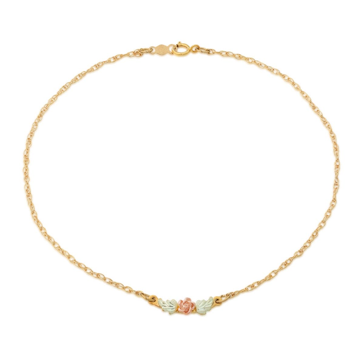 Mt. Rushmore Black Hills Gold 9" Rose Ankle Bracelet in 10K Yellow Gold