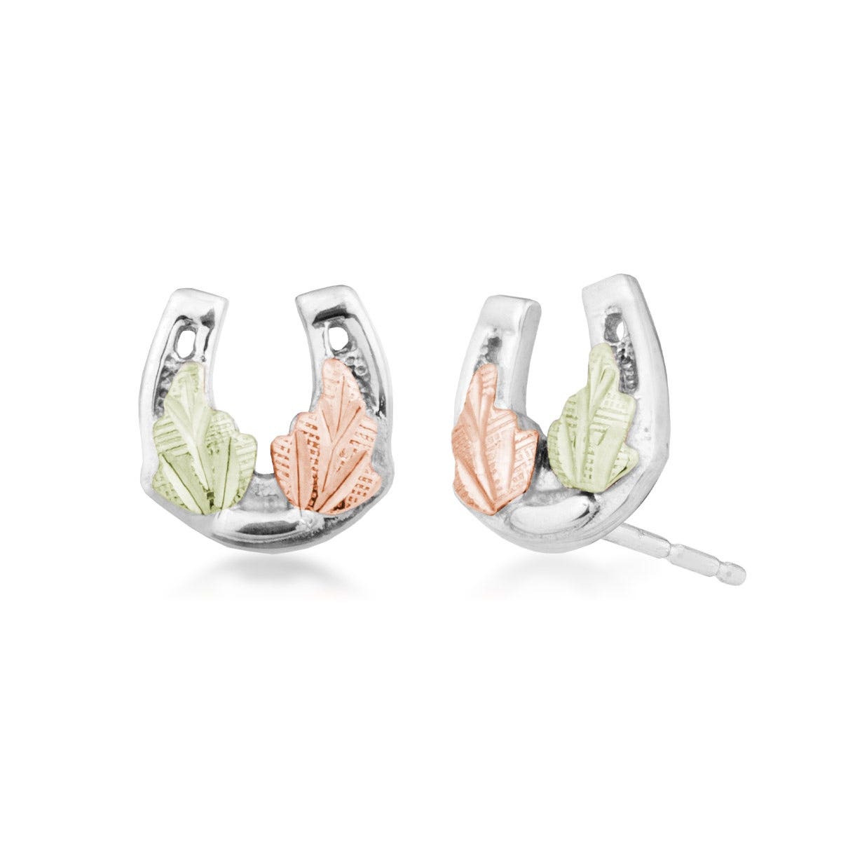 sterling silver Black Hills Gold horseshoe earrings