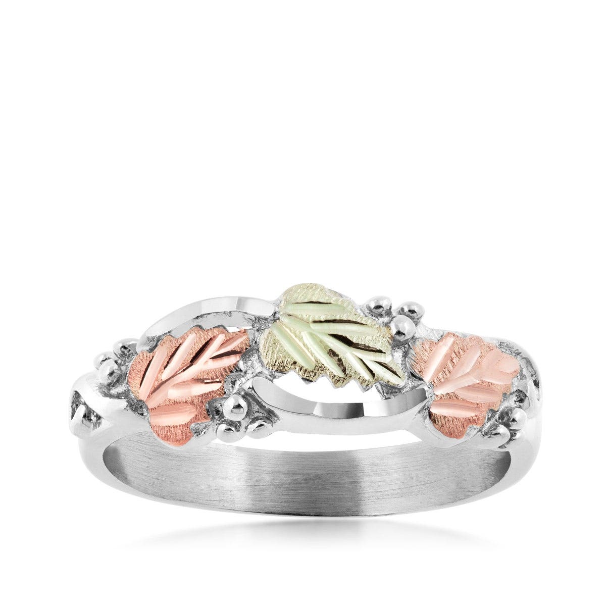 Mt. Rushmore Black Hills Gold Diamond Cut Grape & Leaf Ring in Sterling Silver