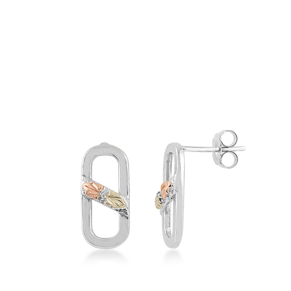 Mt. Rushmore Black Hills Gold Paperclip Earrings in Sterling Silver