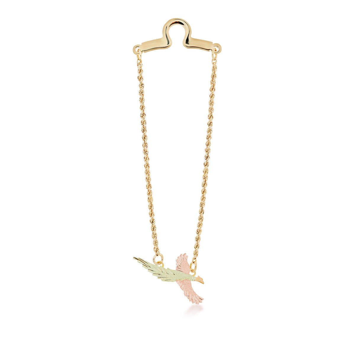 Mt. Rushmore Black Hills Gold Men's Pheasant Tie Chain in 12K Green & Pink Gold