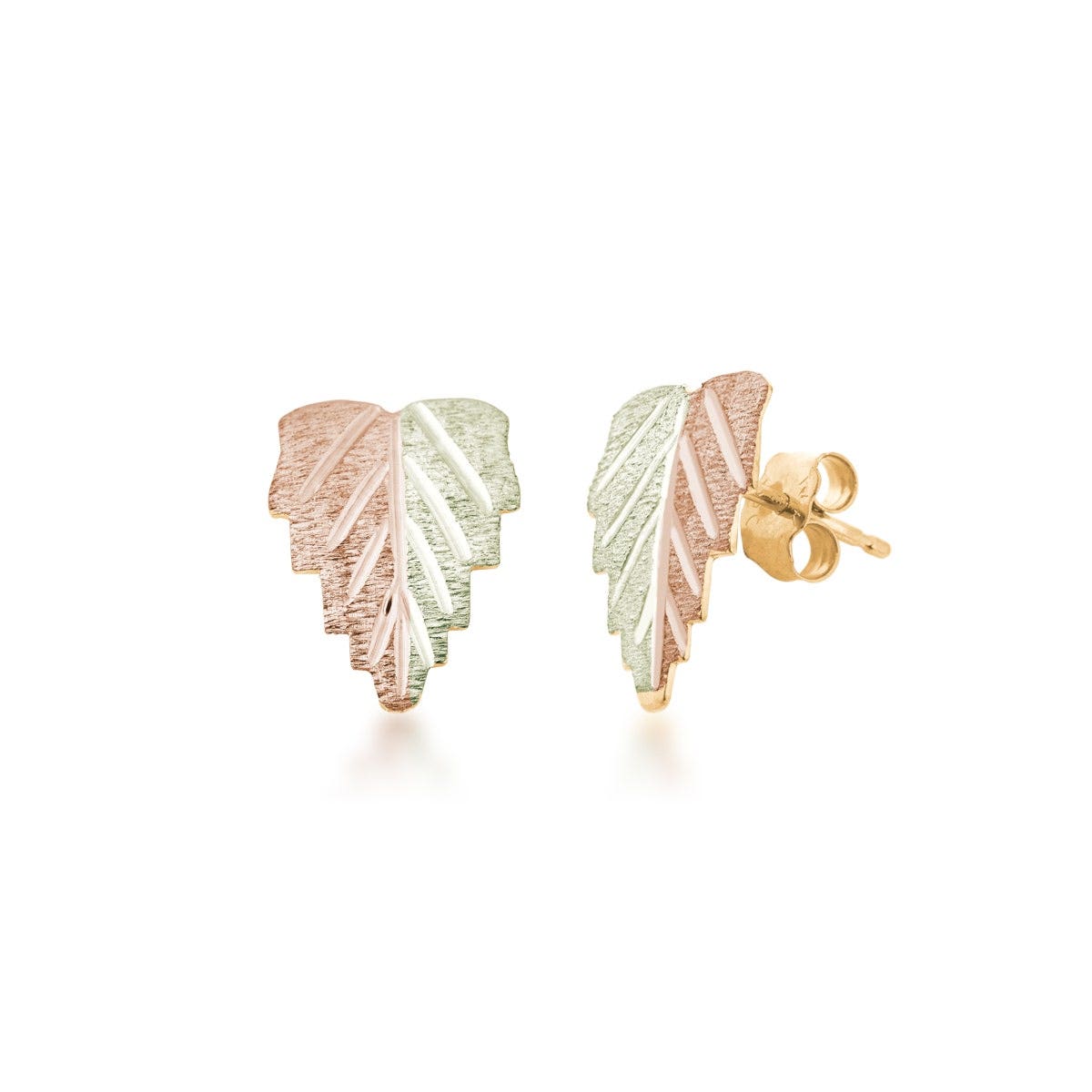 Mt. Rushmore Black Hills Gold Two-Tone Leaf Earrings in 10K Yellow Gold